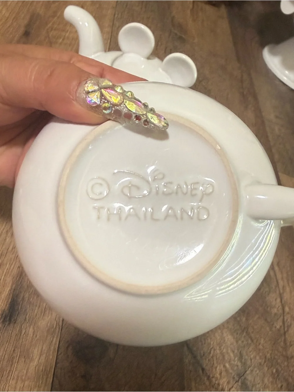 Disneyland Mickey Mouse Tea|Stacking Teapot Cup Set White Ceramic Thailand